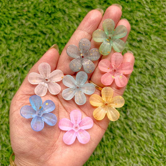Acrylic Frost Golden Foiled Flower Caps