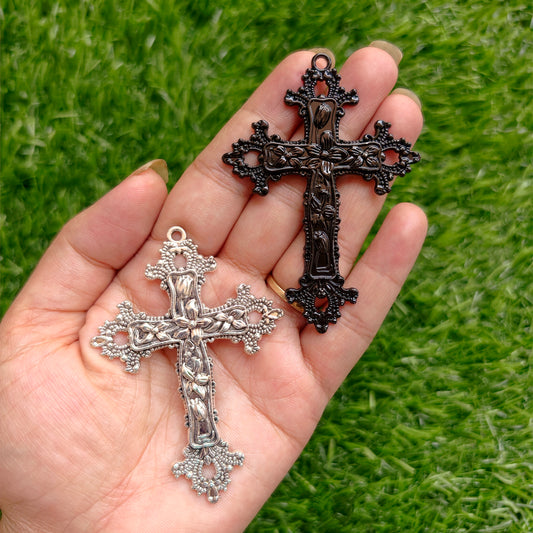 Metal Charms - Flower Vine Cross