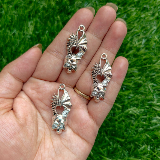 Metal Charms - Skull with Wing