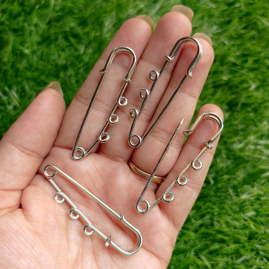 Safety Pins Metal Brooch with 3 Loops