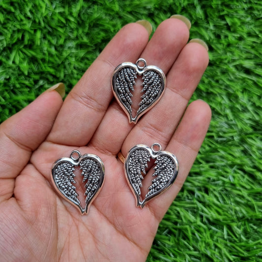 Metal Charm - Heart with Wing