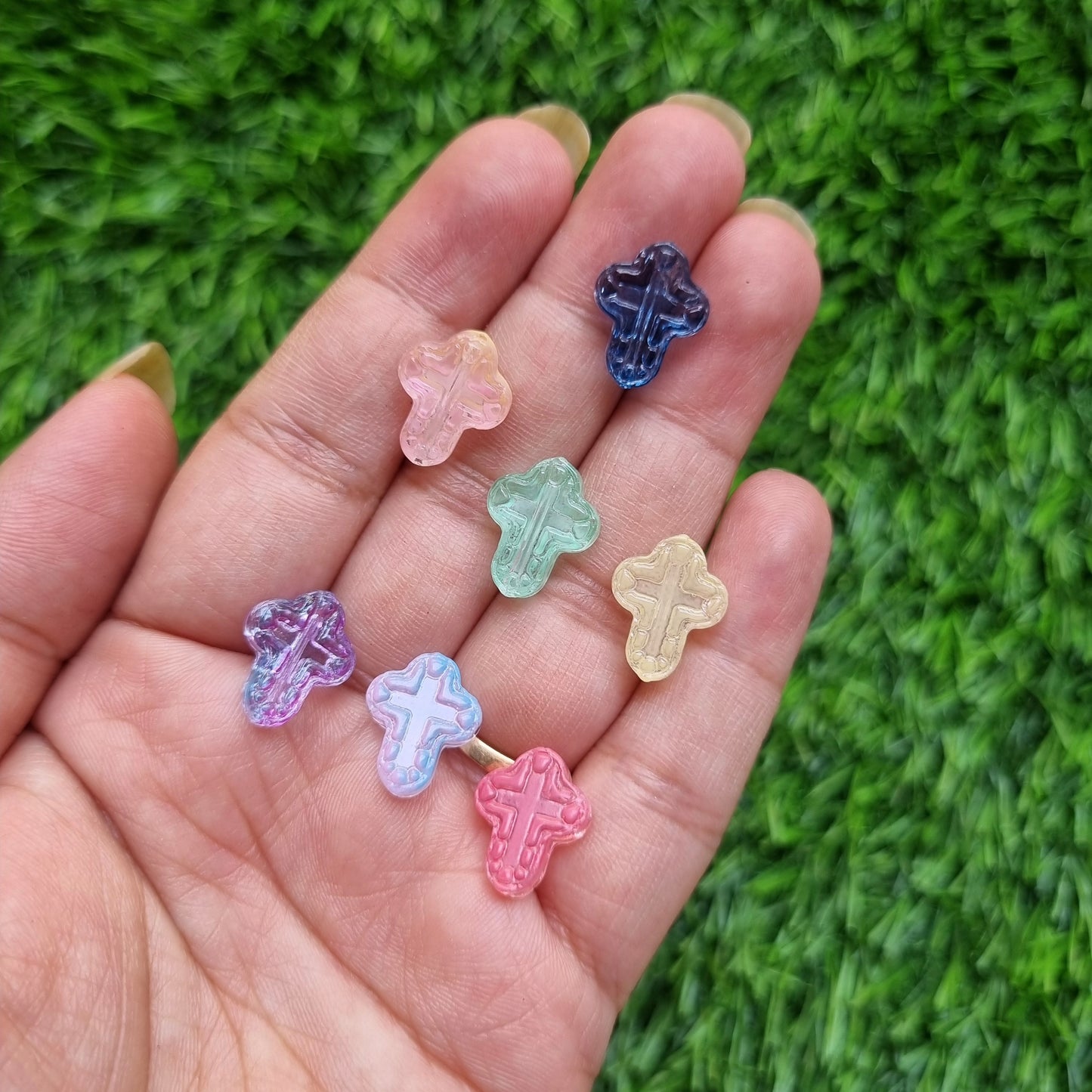 Glass Cross Beads