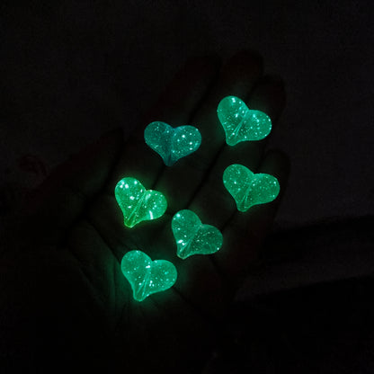 Acrylic Luminous Puffy Heart Beads