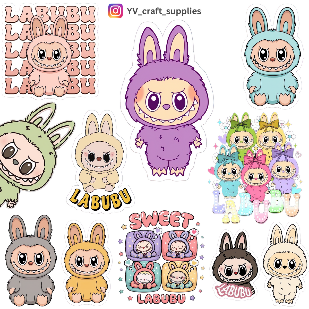 Orange Labubu Sticker Sticker Sheets - Labubu – YV Craft Supplies