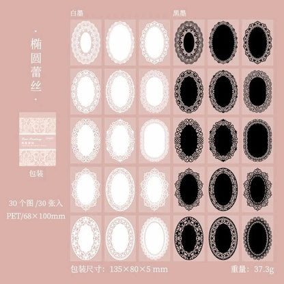 Lace Fantasy PET Stickers (30 Sheets) Size - 68*100mm