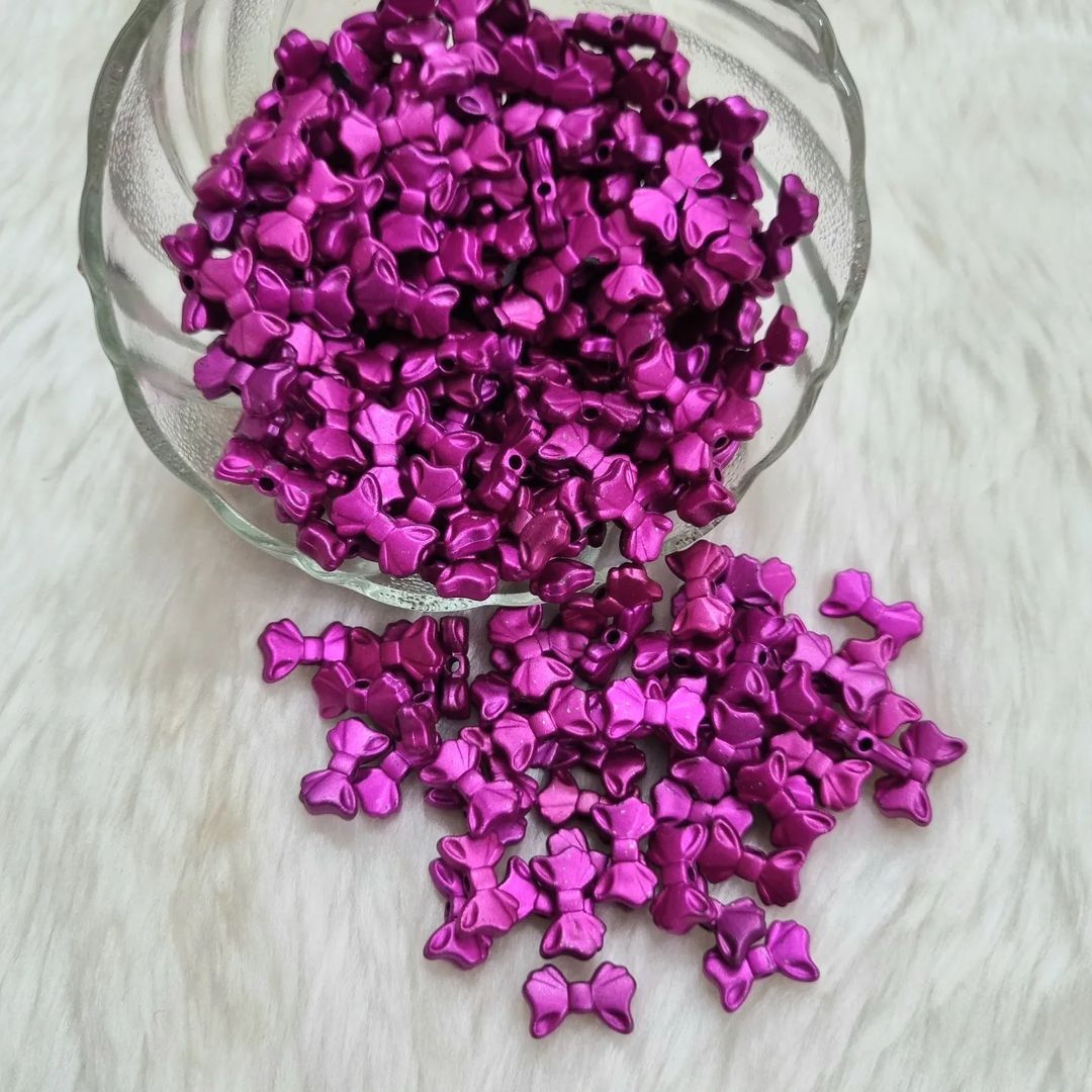 Acrylic Metallic Shaded Bow Beads