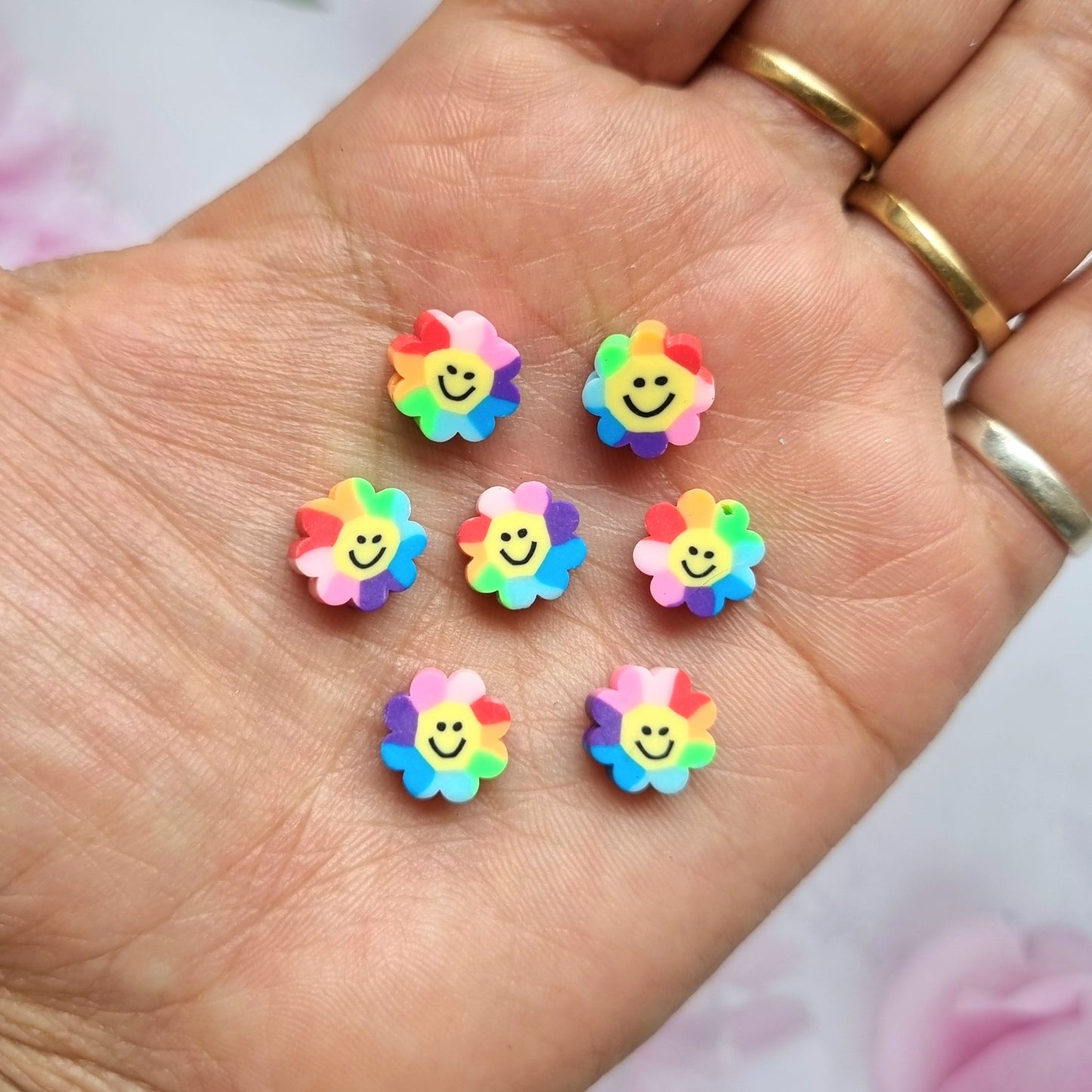 Polymer Beads - Rainbow Smiley