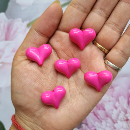 Acrylic Colourful Puffy Heart Beads