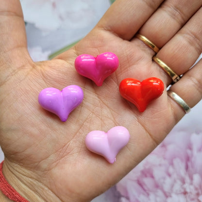Acrylic Colourful Puffy Heart Beads