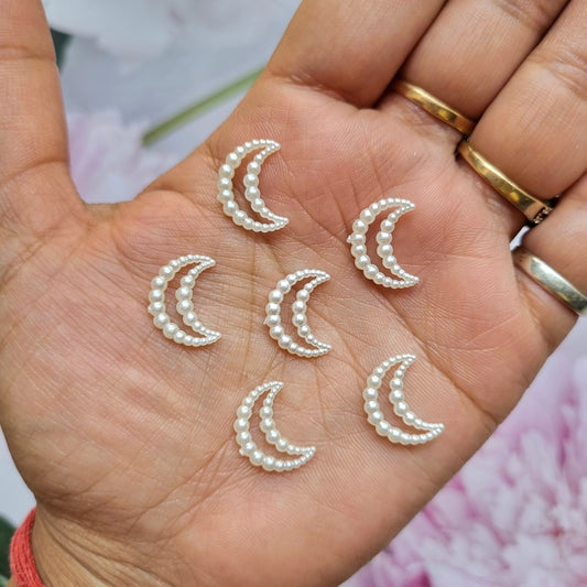Acrylic Pearl Crescent Rings