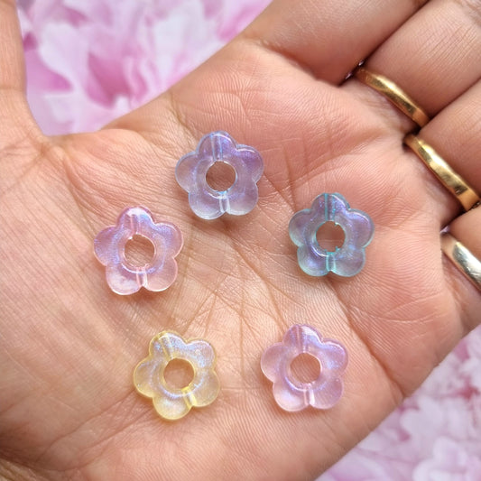 Acrylic Glitter Flower Rings