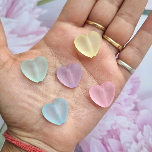 Acrylic Colourful Frost Heart Beads