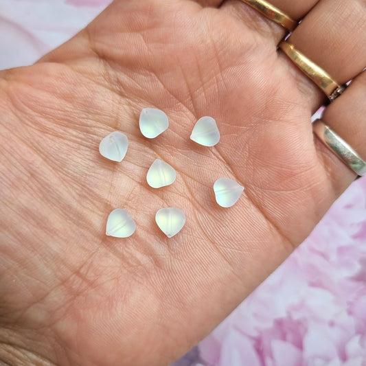 Glass Beads - Mini Heart (Frost White)