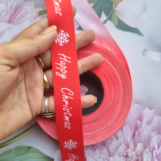 Gross Grain Ribbon (Design-52) | Happy Christmas