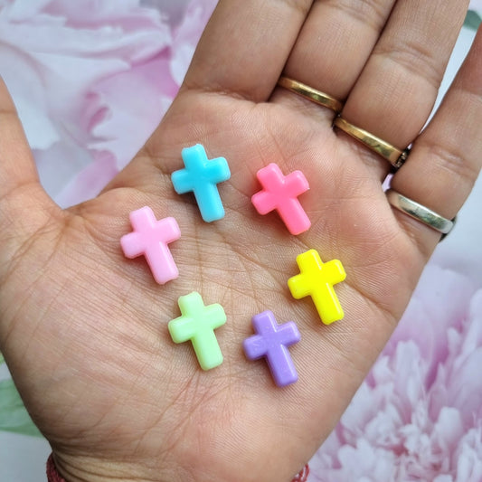 Acrylic Pastel Cross beads