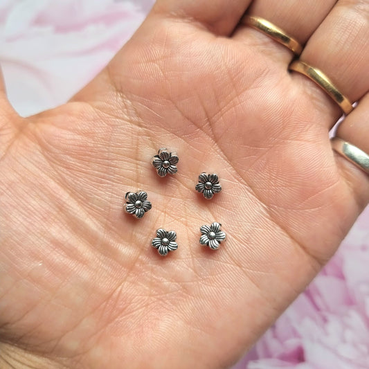 Silver Metal Beads - Flower