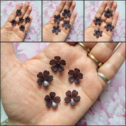 Frost Black Flower Beads