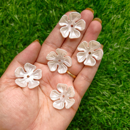 Acrylic Pearlish Flower Caps